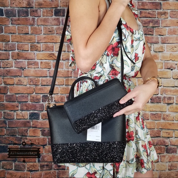 Kate spade Ina Greta Satchel glitter wallet SET - Picture 2 of 6